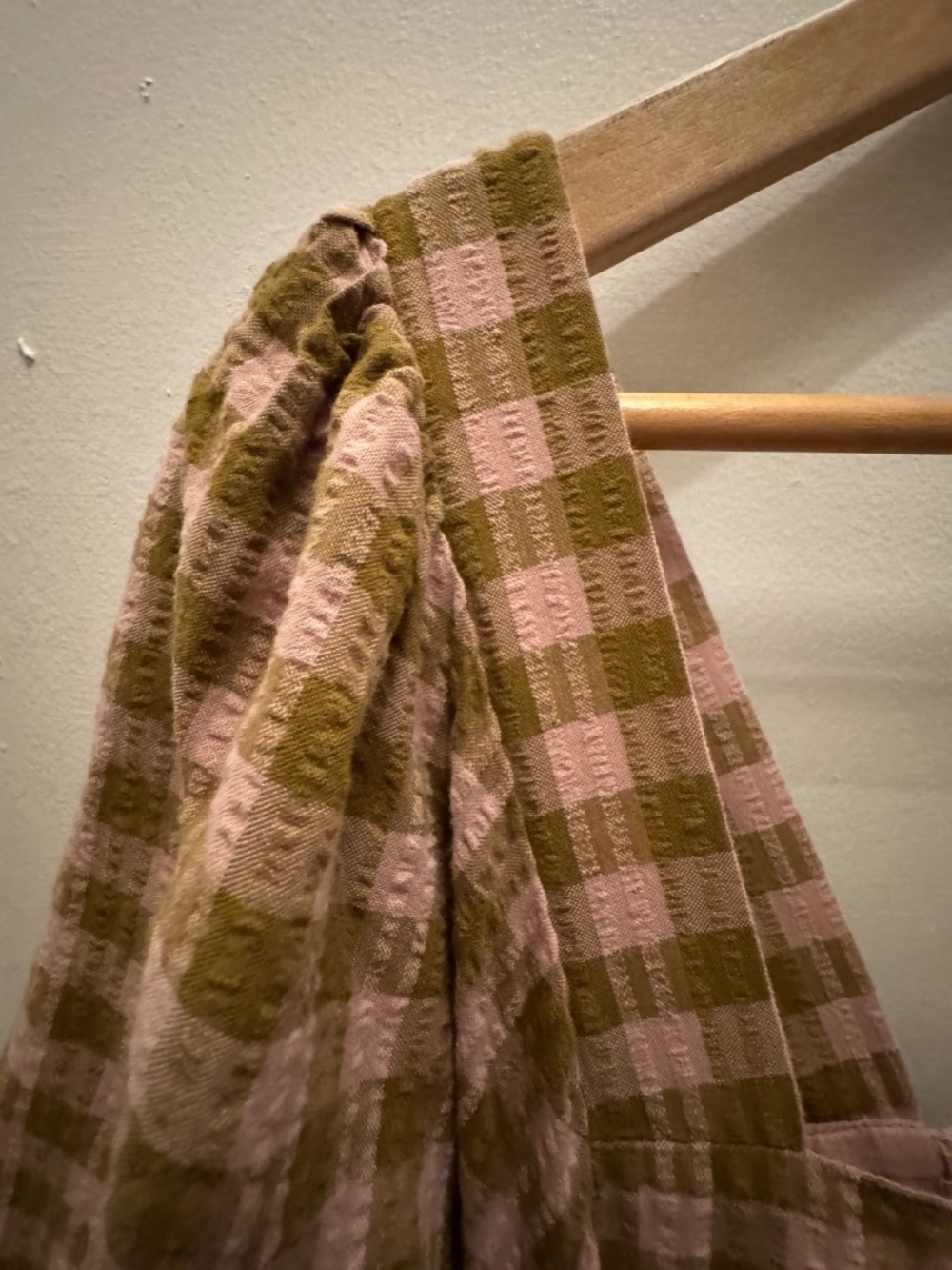 Madewell Pink Green Gingham Square Neck Puff Sleeve Dress XL Cottagecore - Picture 10 of 12